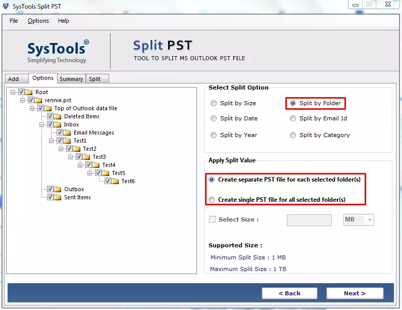 split by folder