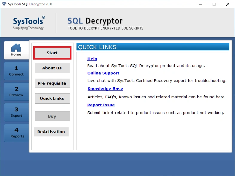 start SQL remove encryption