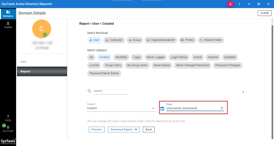 view date selection