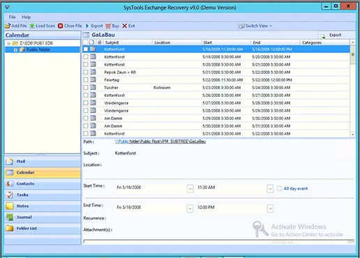 preview recovered exchange public folder data