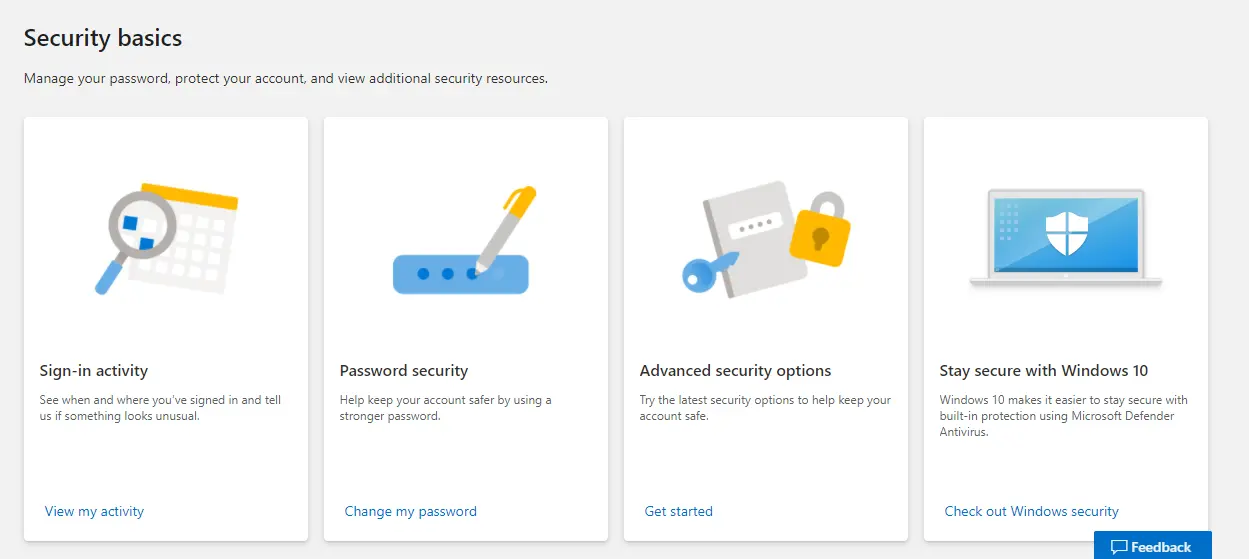 account security section