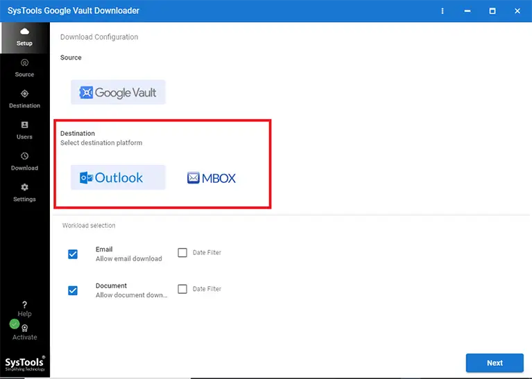 Google Vault export data formats