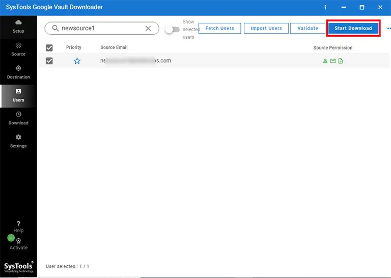 starting Google Vault export process