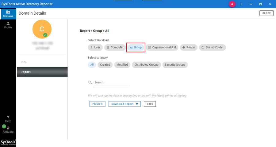 Groups All category to find empty groups without powershell with this tool