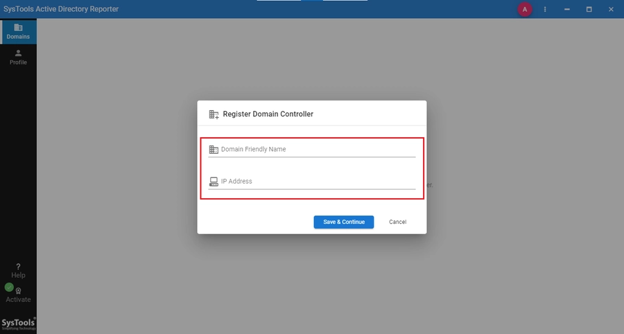 Register Domain Controller screen