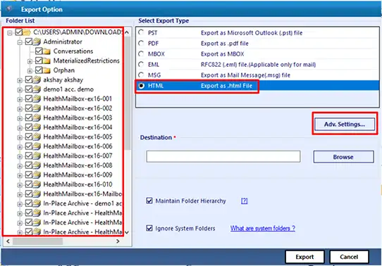 select mailboxes