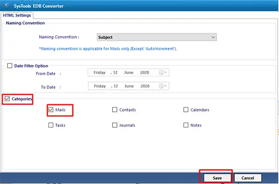 category filter option