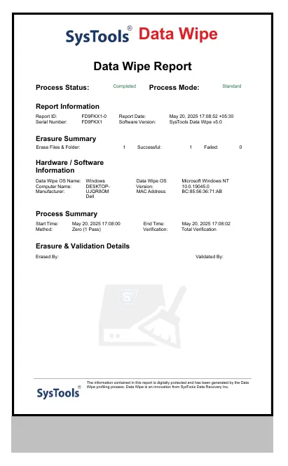 wiping report