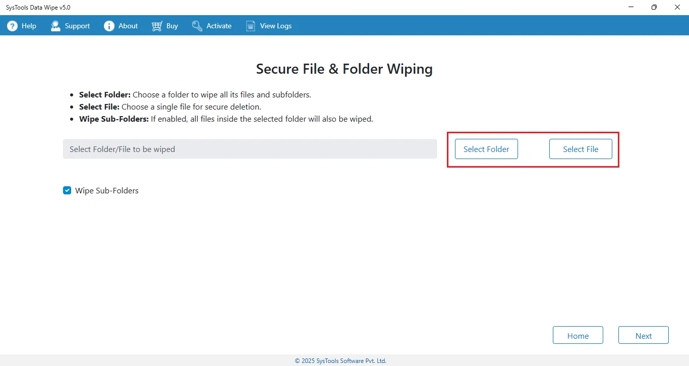 select file/ folder