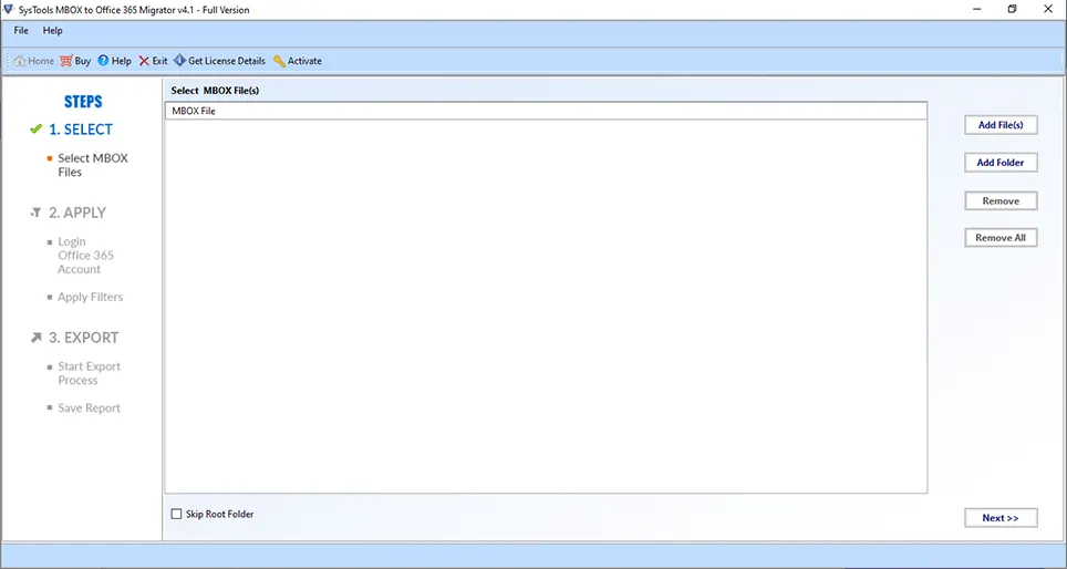 choose mbox file of entourage to move to office 365