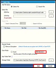 click advance scan