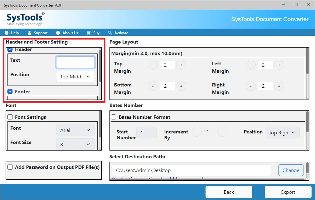 set pdf settings to convert php to pdf