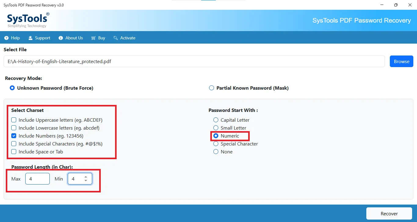 provide the password lenght