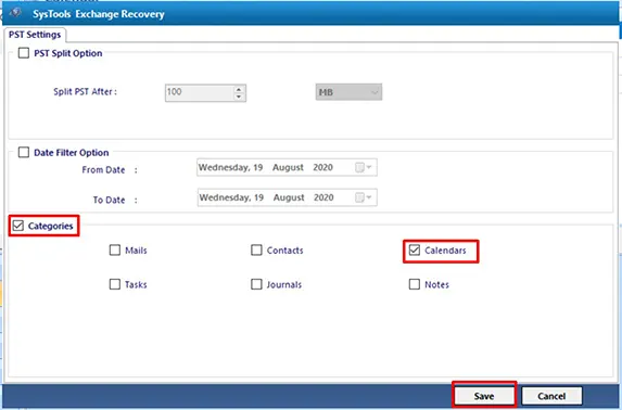select calendars and click save