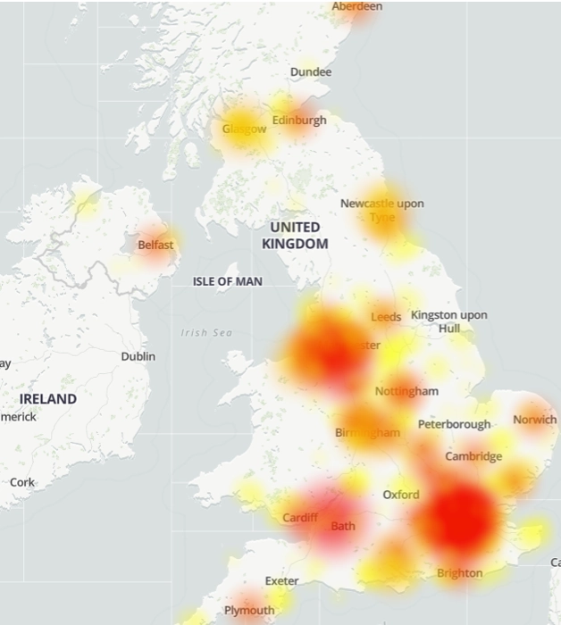 Recent outage map 