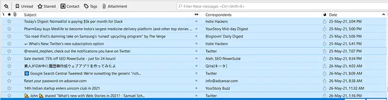 select emails