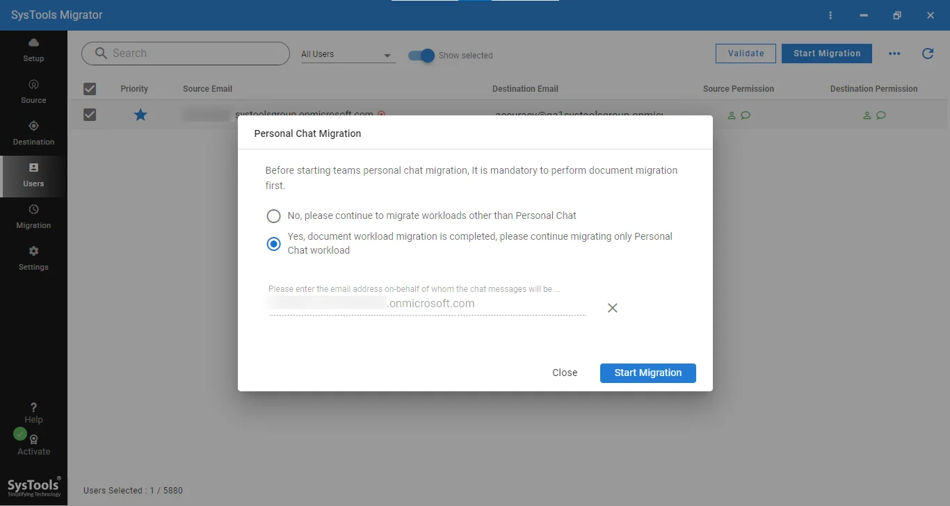start chat migration