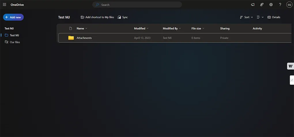 test user onedrive account