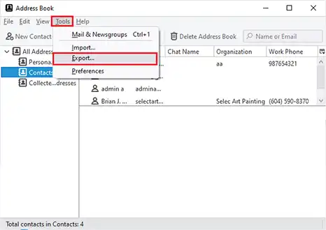 export thunderbird contacts to gmail
