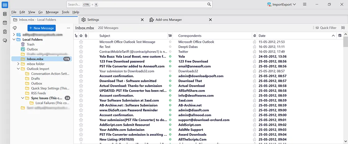 thunderbird data