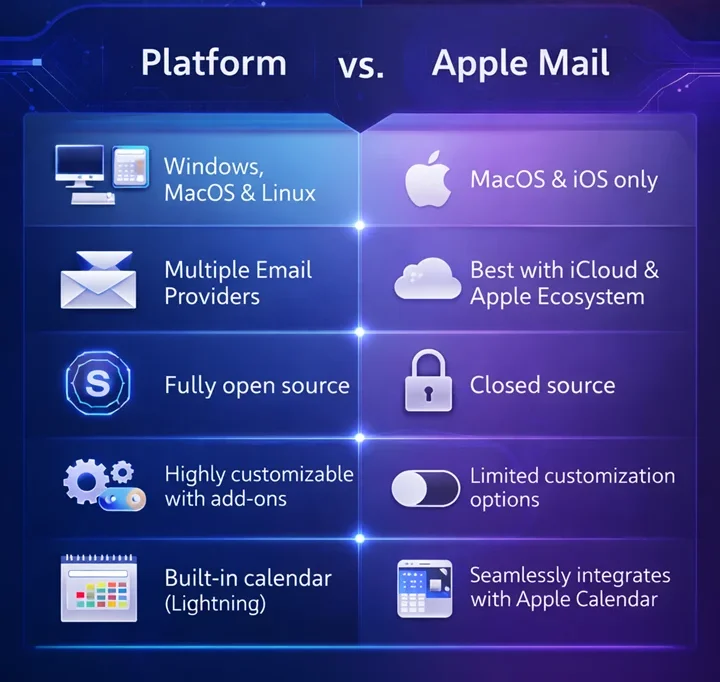 Thunderbird vs Apple Mail Comparison