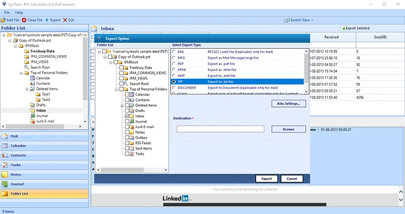 Export Outlook Calendar to Text file