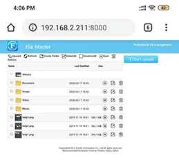 iPhone file wireless transfer address opened