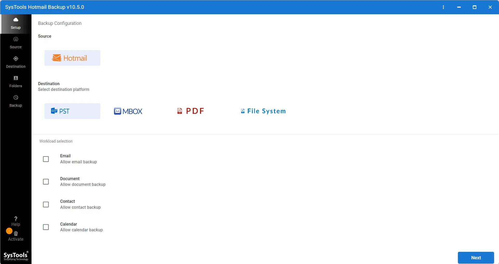 login Hotmail Backup Tool