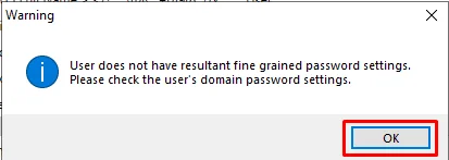 User Password Policy Not Set