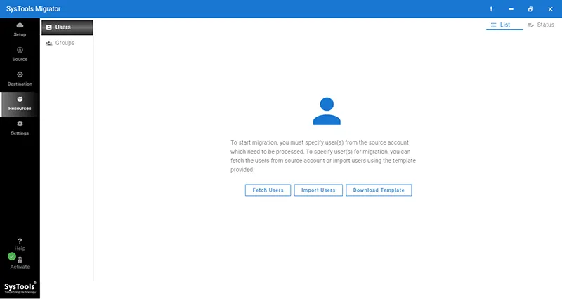 Importar usuarios, buscar usuarios y descargar plantillas