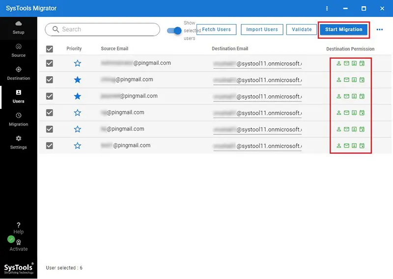 appuyez sur Démarrer la migration pour la migration d'Exchange vers Office 365
