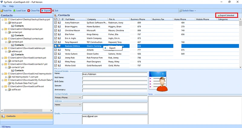 preview the data and click export button
