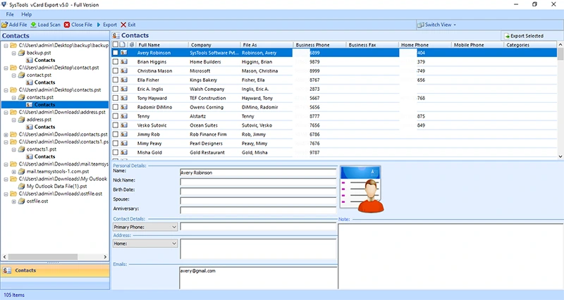 vCard Exporter