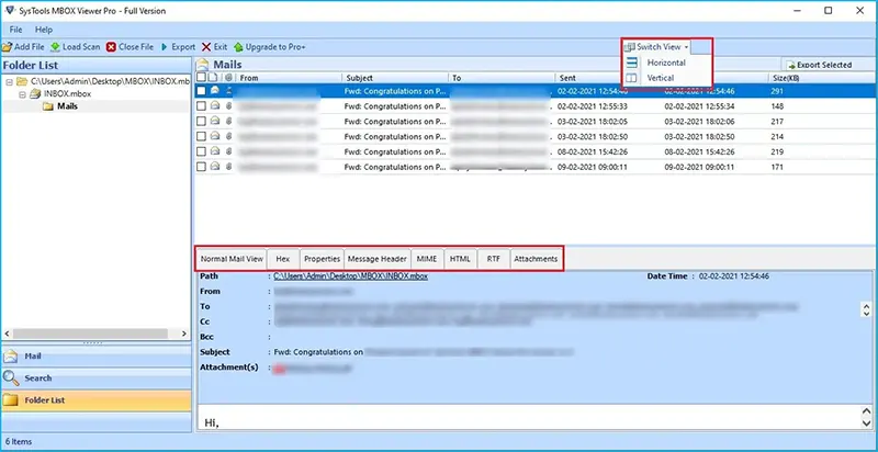Explore & Print MBOX Files