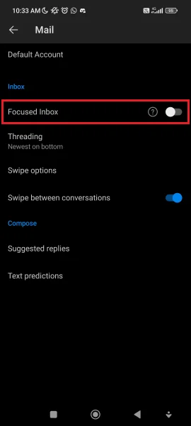 turn on Focused Inbox