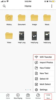 wifi transfer to connect iPhone with android