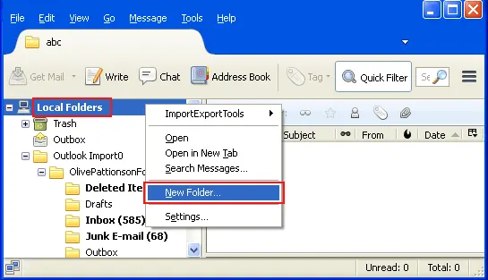 select local folders >> new folders